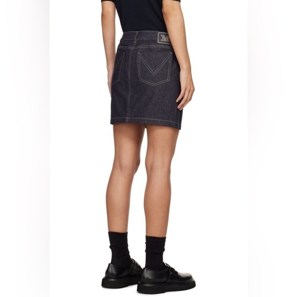 NWT MAX MARA Blue Giubba Denim Miniskirt with Logo Patch - Picture 2 of 16
